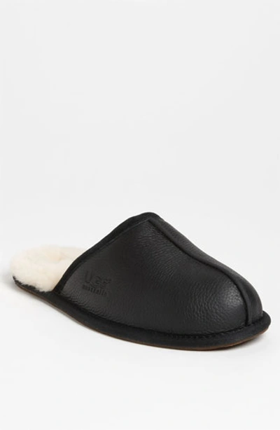 Ugg Scuff Leather Slippers In Black