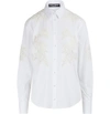 Dolce & Gabbana Long-sleeve Button-front Lace-inset Poplin Blouse In White