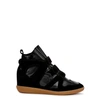 Isabel Marant Leather-trimmed Suede High-top Wedge Sneakers In Black