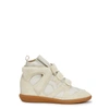 ISABEL MARANT BUCKEE 90 TAUPE LEATHER WEDGE SNEAKERS