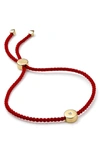 Monica Vinader Linear Solo 18ct Yellow Gold-plated Vermeil Silver And Diamond Friendship Bracelet In Gold/ Coral