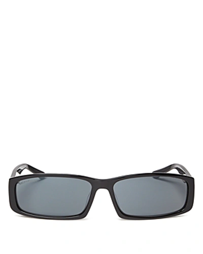 Balenciaga 60mm Rectangle Sunglasses In Shiny Black/ Grey