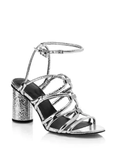 Rebecca Minkoff Apolline Ankle-strap Metallic Sandals In Silver