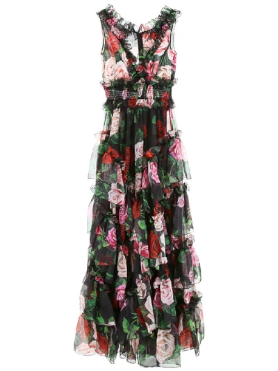 Dolce & Gabbana Ruffled Tiered Floral-print Silk-chiffon Gown In Floral Print