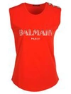 Balmain Logo-print Tank Top In Red