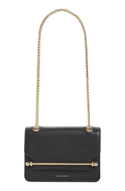 Strathberry Mini East/west Leather Crossbody Bag In Black
