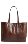 Frye Melissa Leather Shopper - Brown In Dark Brown