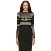 BALMAIN BALMAIN BLACK AND GOLD STRIPED LOGO BODYSUIT