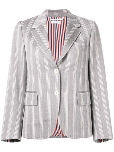Thom Browne Striped Wool And Cotton-blend Blazer In Gray