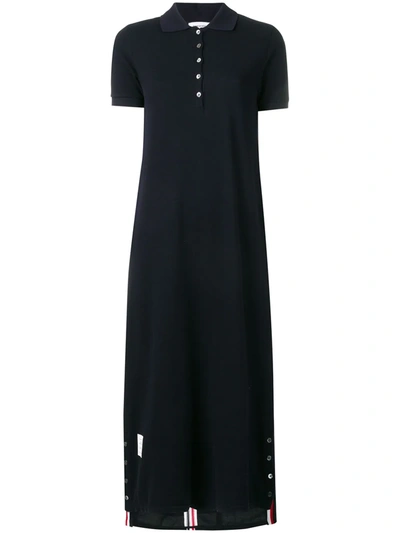 Thom Browne Center-back Stripe Piqué Polo Dress In Blue