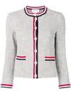 THOM BROWNE TRICOLOUR TEXTURED TWEED CARDIGAN