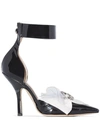 MIDNIGHT 00 105 BROOCH BOW ANKLE STRAP PUMPS