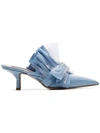 MIDNIGHT 00 BLUE BUCKLED PVC 55 KITTEN HEEL MULES