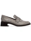 SIES MARJAN SIES MARJAN METALLIC EDDIE 35 GLITTER LEATHER LOAFERS - 银色