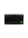 OFF-WHITE BLACK AND GREEN ARROW LOGO GRAINED LEATHER WALLET