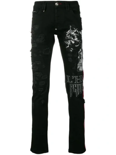 Philipp Plein Skull Slim Fit Jeans In Black