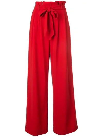 Alice And Olivia Farrel Paperbag-waist Pleated Trousers In Red