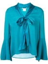 ALICE AND OLIVIA MERIDETH TIE NECK BLOUSE