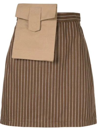 Walk Of Shame Mini Striped Skirt In Brown