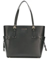 Michael Michael Kors Womens Black Voyager Leather Tote Bag In Black