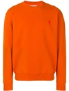 Ami Alexandre Mattiussi Sweatshirt Mit ''ami De Coeur''-motiv In Orange