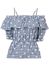 PERSEVERANCE LONDON GINGHAM COLD SHOULDER DAISY TOP
