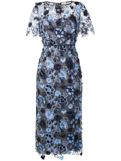 Antonio Marras Floral Embroidered Midi Dress In Blue