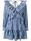 MSGM STRIPED RUFFLE MINI DRESS