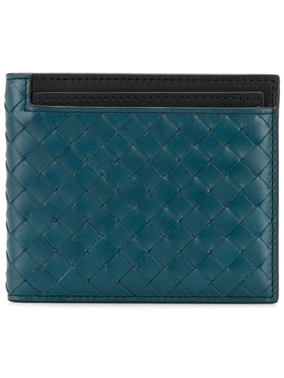 Bottega Veneta Intrecciato Weave Bifold Wallet In Blue