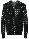 Comme Des Garçons Play Dot Print Wool Cardigan With Black Emblem In Black