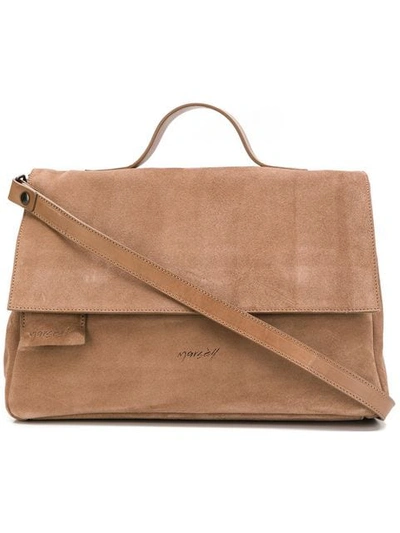 Marsèll Distressed Logo Cross Body Bag In Brown