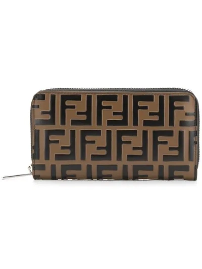 Fendi Ff Logo Wallet In Brown