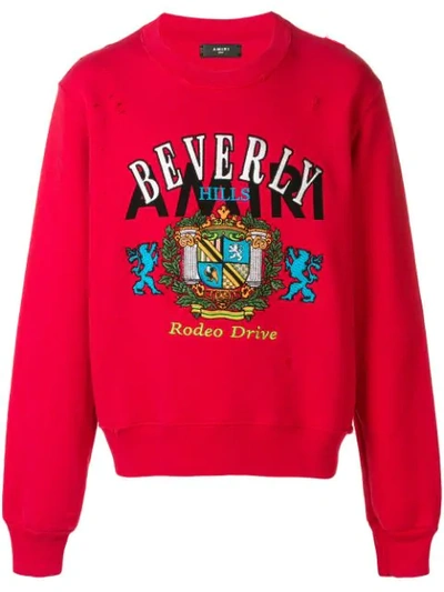 Amiri Printed Beverly Hills Jersey Sweatshirt In Red