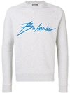 Balmain Logo-print Loopback Cotton-jersey Sweatshirt In Gray