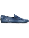 TOD'S DISTRESSED DENIM LOAFERS