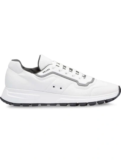 Prada Match Race Nylon Gabardine Sneakers In White