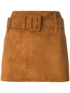 PRADA PRADA BELTED MINI SKIRT - BROWN