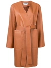 LOEWE CONTRAST STITCH LEATHER COAT