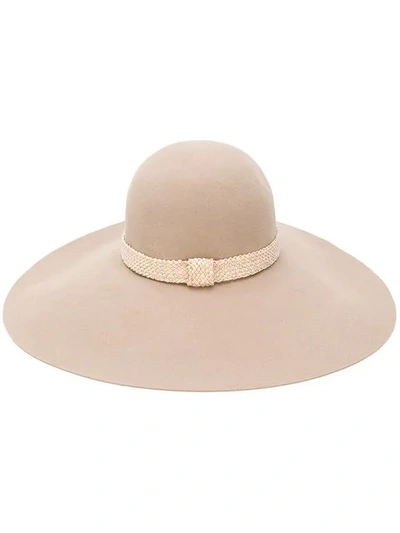 Maison Michel Wide Brim Hat In Neutrals