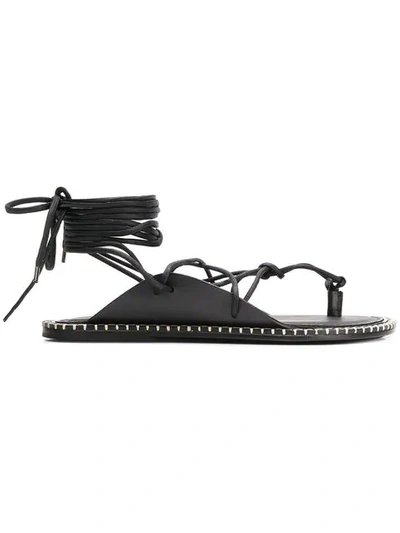Ann Demeulemeester 10mm Lace-up Leather Sandals In Black