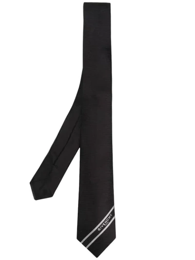 Givenchy Logo Textured Tie In 004blkwht