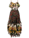 DOLCE & GABBANA DOLCE & GABBANA FLOWER MESH PRINT DRESS - BLACK