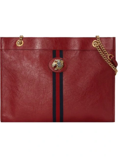 Gucci Large Raja Leather Tote Bag In Red