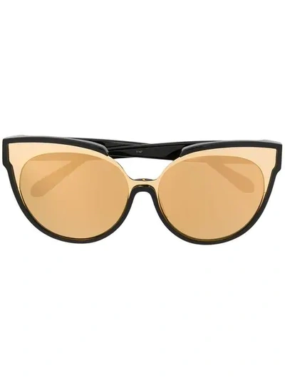 Linda Farrow Structured Sunglasses In ~5167 Black/gold
