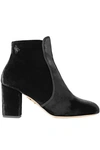 CHARLOTTE OLYMPIA CHARLOTTE OLYMPIA WOMAN ALBA EMBELLISHED VELVET ANKLE BOOTS BLACK,3074457345619866458