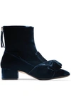 N°21 N°21 WOMAN KNOTTED VELVET ANKLE BOOTS MIDNIGHT BLUE,3074457345619102988