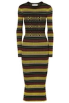OPENING CEREMONY OPENING CEREMONY WOMAN STRIPED RIBBED-KNIT MIDI DRESS BLACK,3074457345620112760