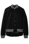 THE GREAT THE GREAT. WOMAN STRIPED COTTON-VELVET BOMBER JACKET BLACK,3074457345619998328