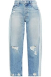 MOTHER WOMAN DISTRESSED CROPPED STRAIGHT-LEG JEANS LIGHT DENIM,GB 2507222119707957
