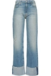 MOTHER WOMAN DISTRESSED FADED HIGH-RISE WIDE-LEG JEANS LIGHT DENIM,AU 2507222119671409
